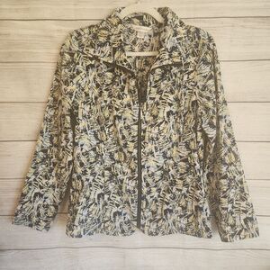 CJ Banks Long Sleeve Zip Up Jacket Blue Yellow White Women's Size M